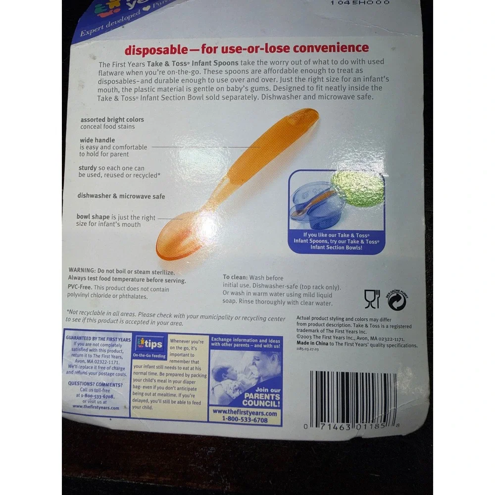 The First Years‎ Take and Toss Infant Spoons 16 Rainbow Colors Disposable